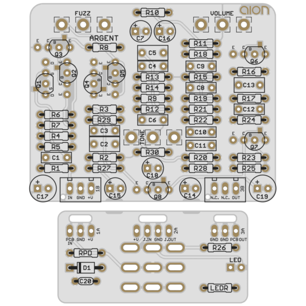 Argent Silicon Fuzz printed circuit board