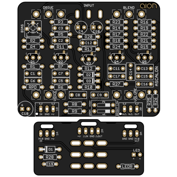 Ascalon Octave Fuzz printed circuit board