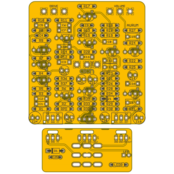 Aurum Amp Overdrive printed circuit board
