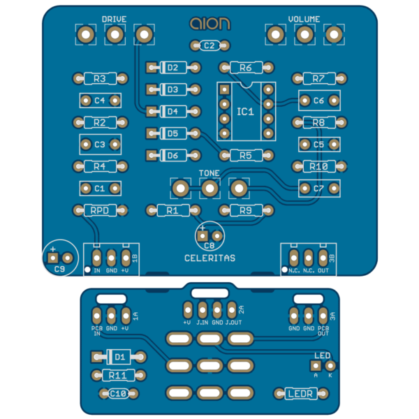 Celeritas Organic Overdrive printed circuit board