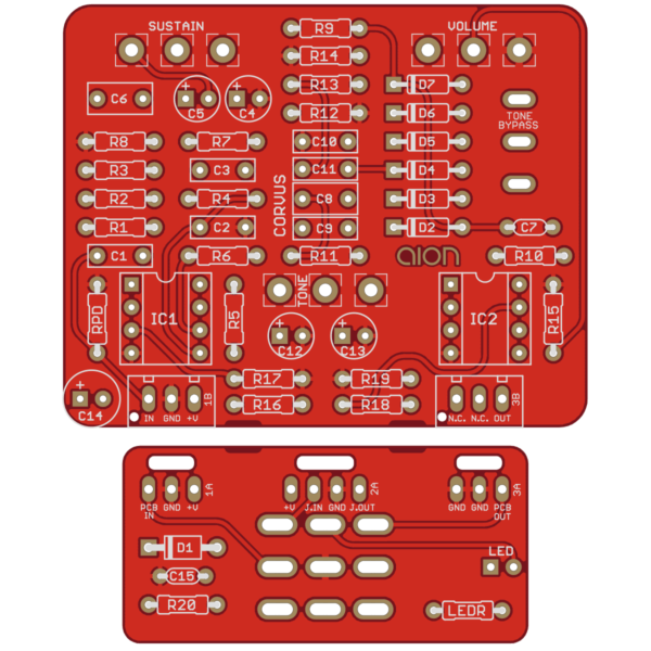 Corvus Distortion / Sustainer printed circuit board
