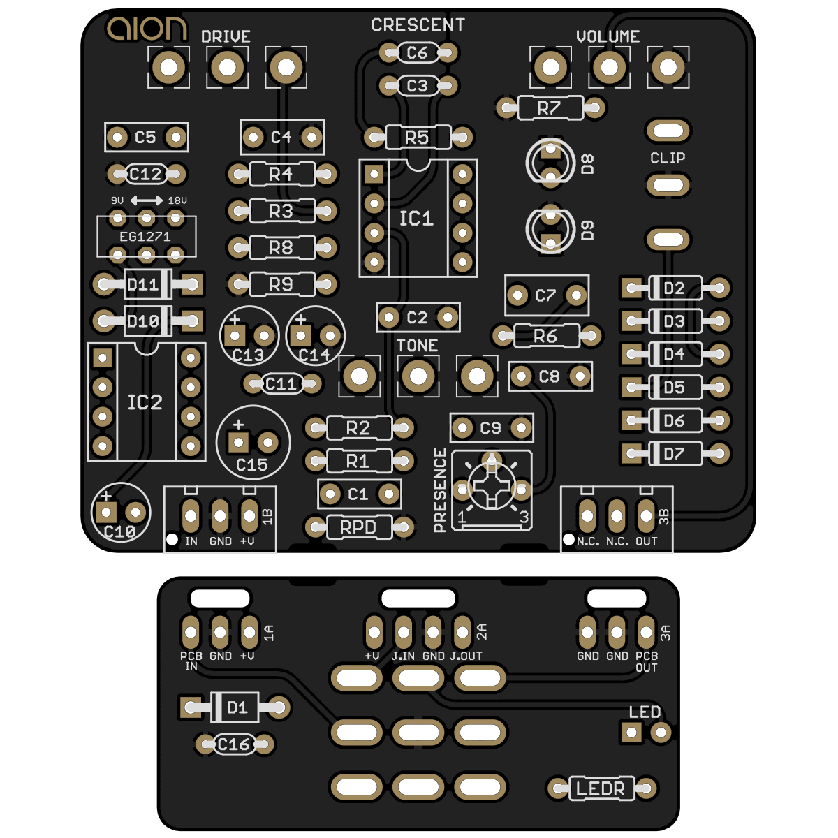 Crescent Amp Distortion / MI Audio Crunch Box - Aion FX