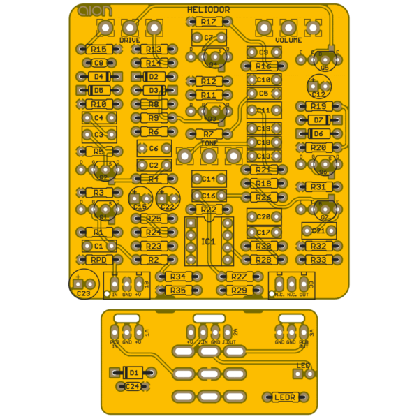 Heliodor Amp Overdrive printed circuit board