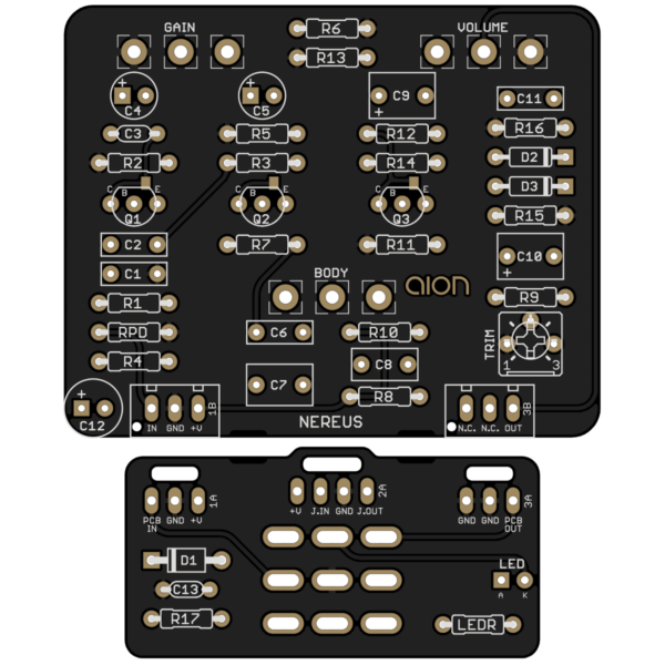 Nereus Octave Fuzz printed circuit board