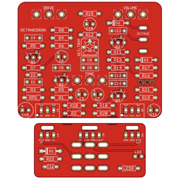 Octahedron Octave Fuzz printed circuit board