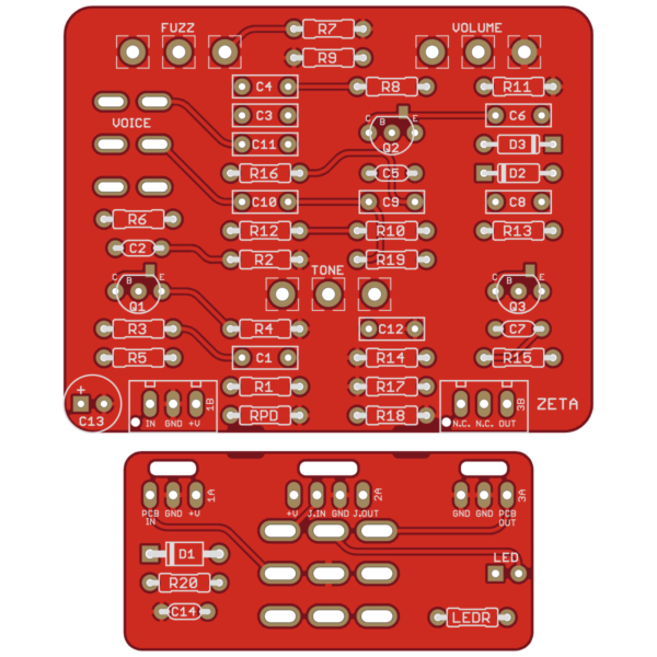 Zeta Distortion / Sustainer printed circuit board