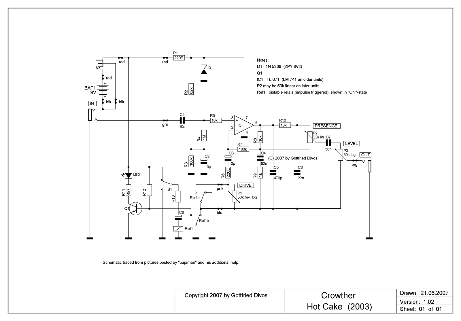 Crowther Audio HOT CAKE OLD CIRCUIT-