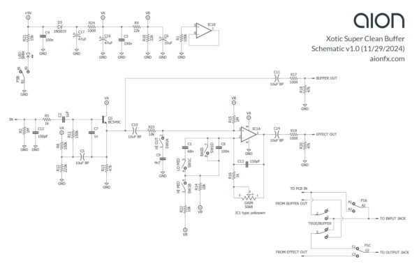 Xotic Super Clean Buffer Trace Schematic