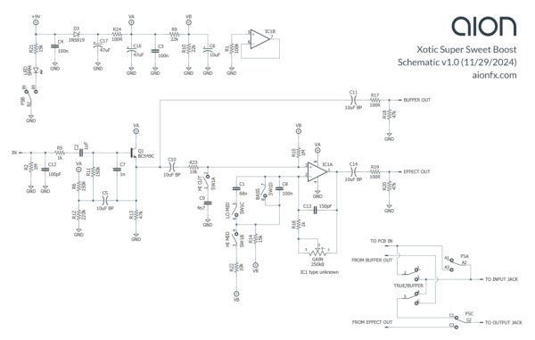 Xotic Super Sweet Boost Trace Schematic